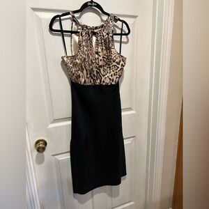 bebe Animal Print and Black Mini Dress